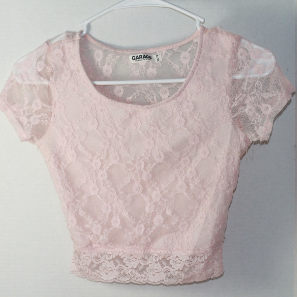 Pink Lace Crop Top